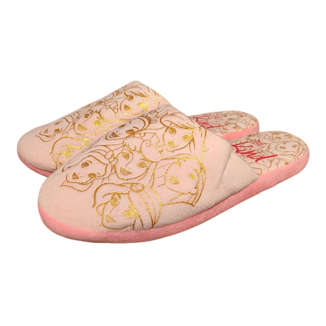 Pantufa Princesas Be Kind Feminina Rosa Adulto Disney Peluciada Confortável Antiderrapante Inverno Frio Chinelo Aconcheg