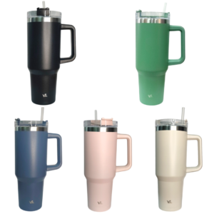 Copo Térmico 1200ml Com Canudo Tampa Alça Aço Inox Resistente Garrafa Estilosa Prática Preto Verde Azul Rosa Branco Pres