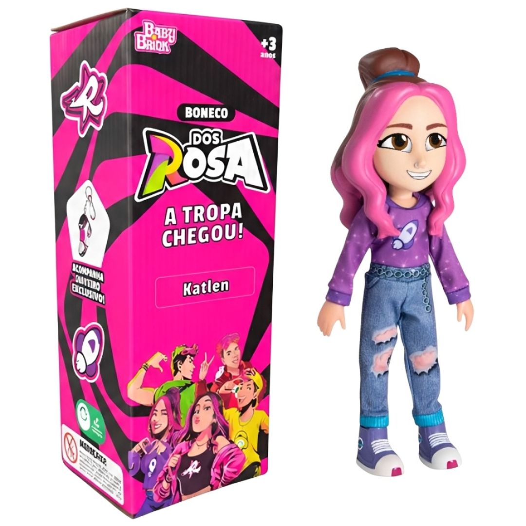 Boneca Brinquedo Infantil Katlen Dos Rosa Youtuber Meninas Criança Presente Diversão Articulada