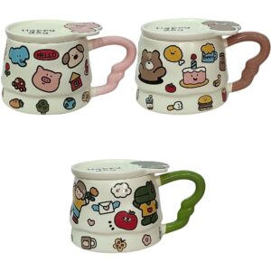 Caneca De Cerâmica Com Tampa Animais Fofos 350ml Café Chá Bonita Criativa Design Moderno Presente Família Amigos