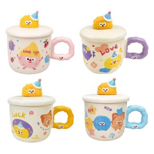 Caneca de Cerâmica com Tampa Happy 350ml Café Colorida Exclusiva Presente Divertida Amiga Mãe