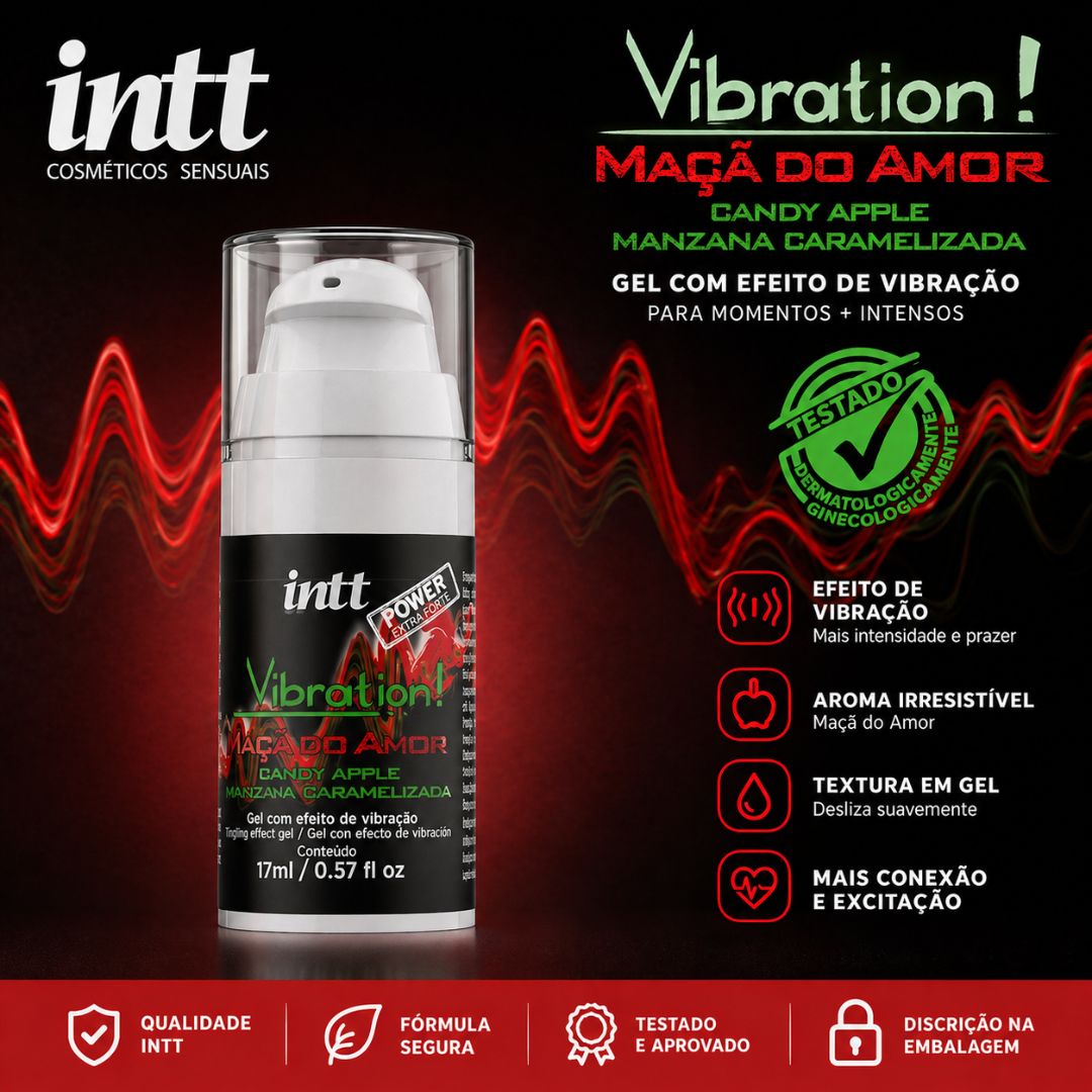 Gel Beijavel Vibration Power Extra Forte Maçã do amor Intt - Imagem 2