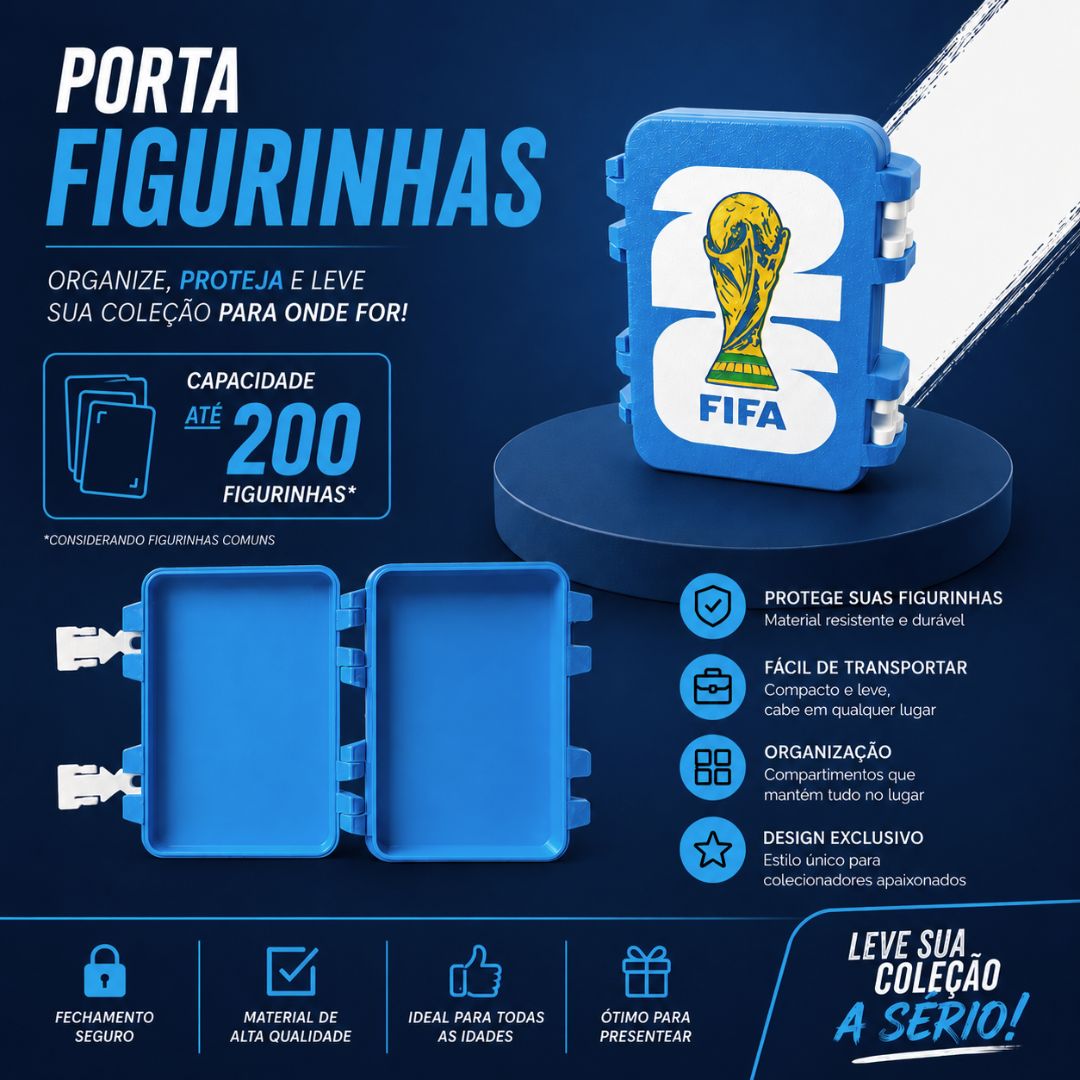 Porta 200 Figurinhas Azul Fifa Copa do Mundo2026 World Cup Organizador Colecionável Cards Futebol - Imagem 2