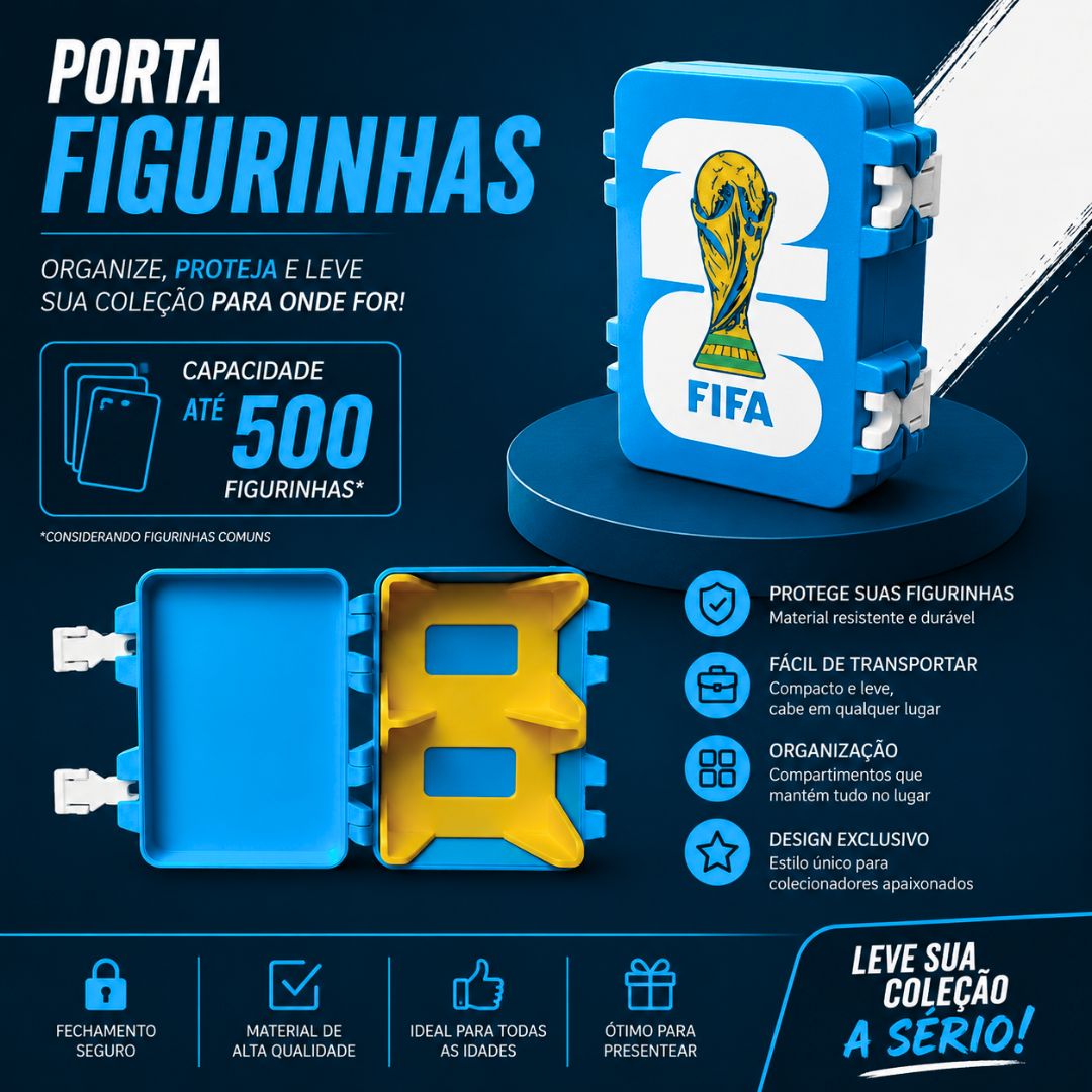 Porta 500 Figurinhas Azul Fifa Copa do Mundo2026 World Cup Organizador Colecionável Cards Futebol - Imagem 2