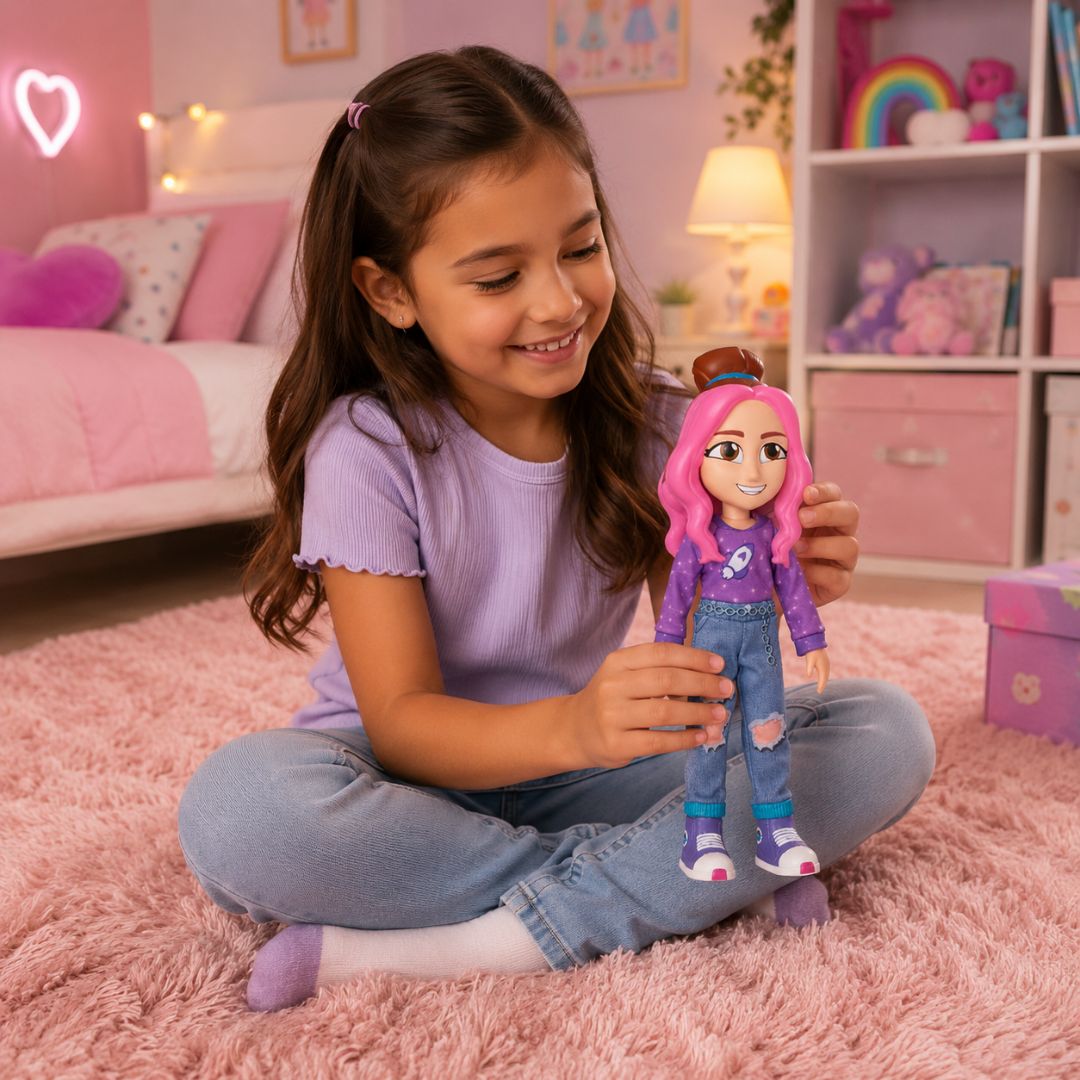 Boneca Brinquedo Infantil Katlen Dos Rosa Youtuber Meninas Criança Presente Diversão Articulada - Imagem 3
