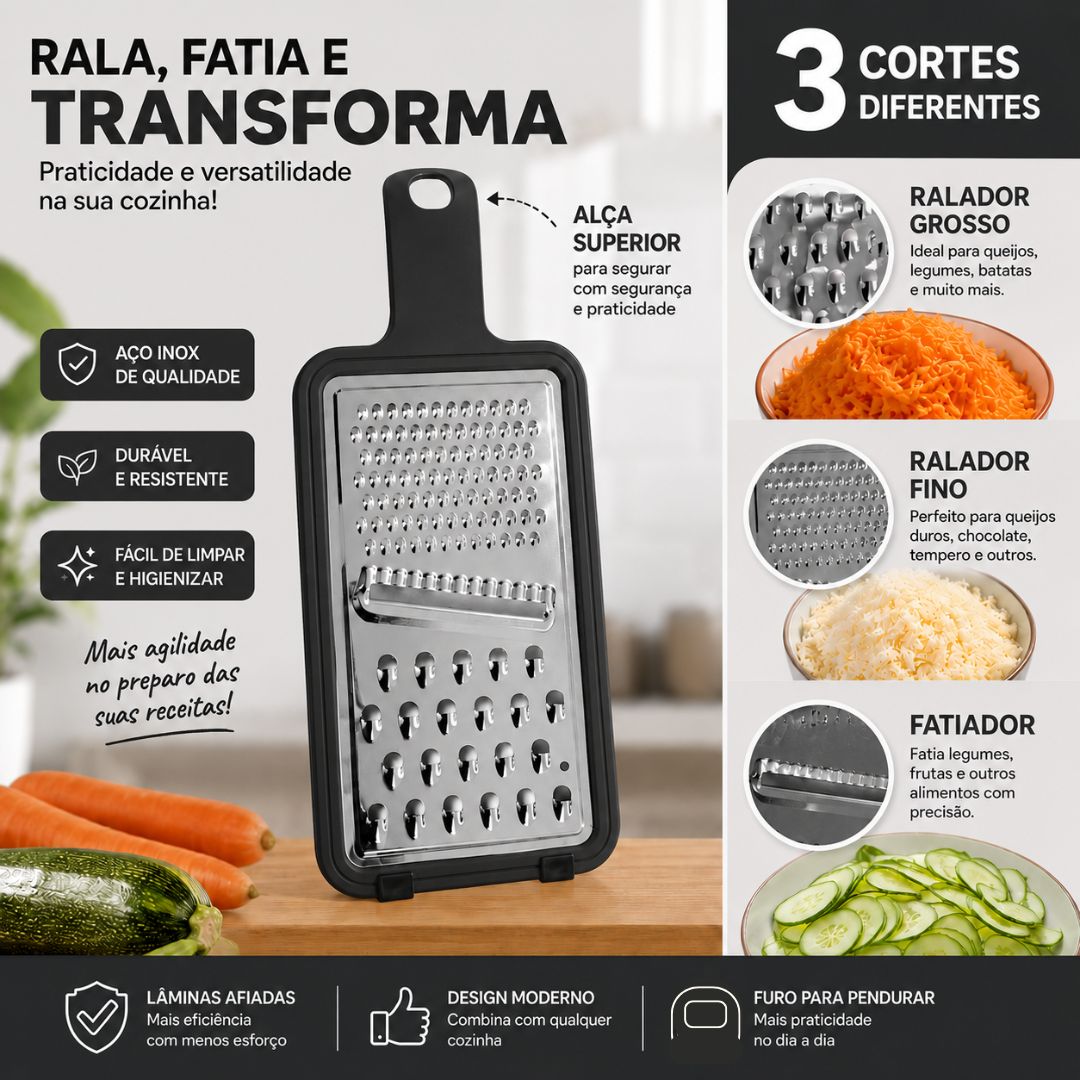 Ralador Manual  1 Face  Alça Aço Inox Queijo Legumes - Imagem 3