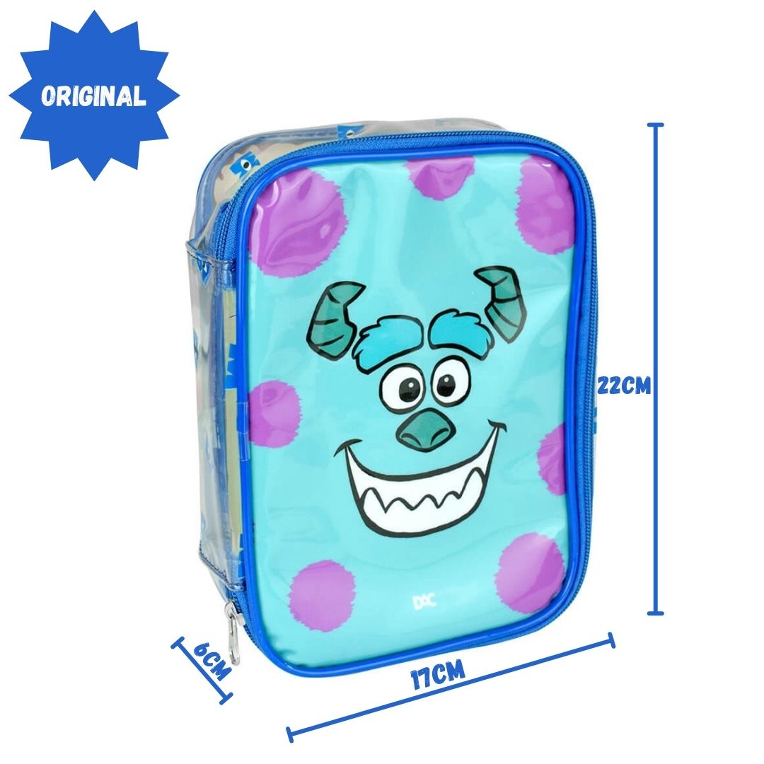 Estojo Báu Grande Monstros S.A Cristal Escolar Disney 100 Pens Zíper Necessaire Volta as Aulas - Imagem 3