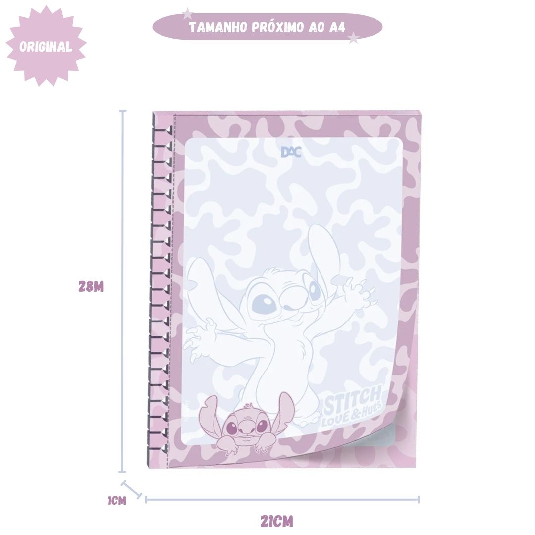 Bloco Carta Universitário Smart Stitch A4 48 Folhas Caderno Inteligente Escolar Disney Juvenil - Imagem 3