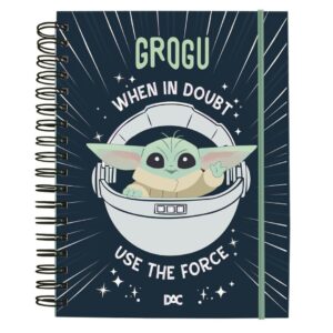 Caderno Smart Colegial Baby Yoda Star Wars A5 80 Folhas Elástico 10 Divisórias Escolar Volta Aulas