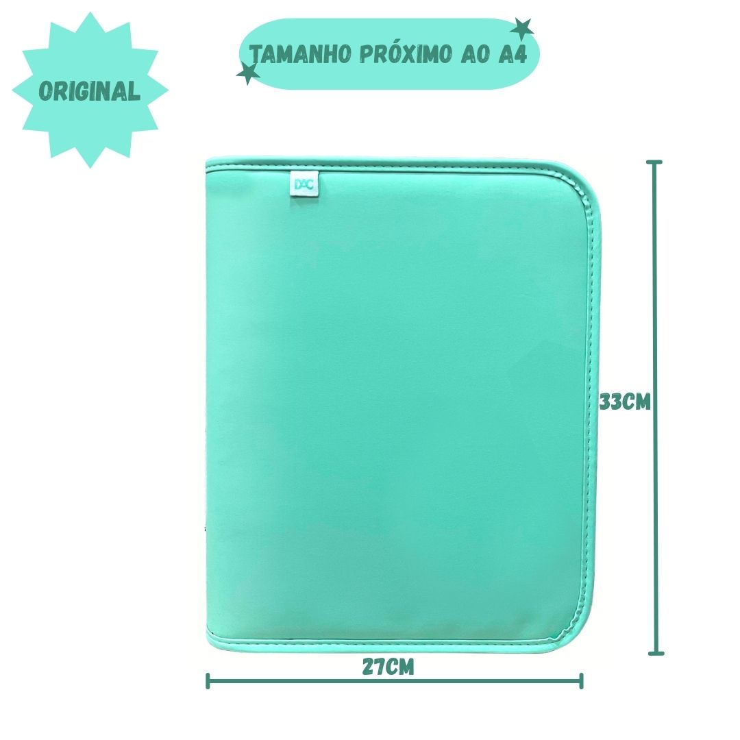 Caderno Argolado Fichário Universitário A4 Breeze Verde Zíper DAC Escolar Volta Aulas Juvenil Menina - Imagem 3