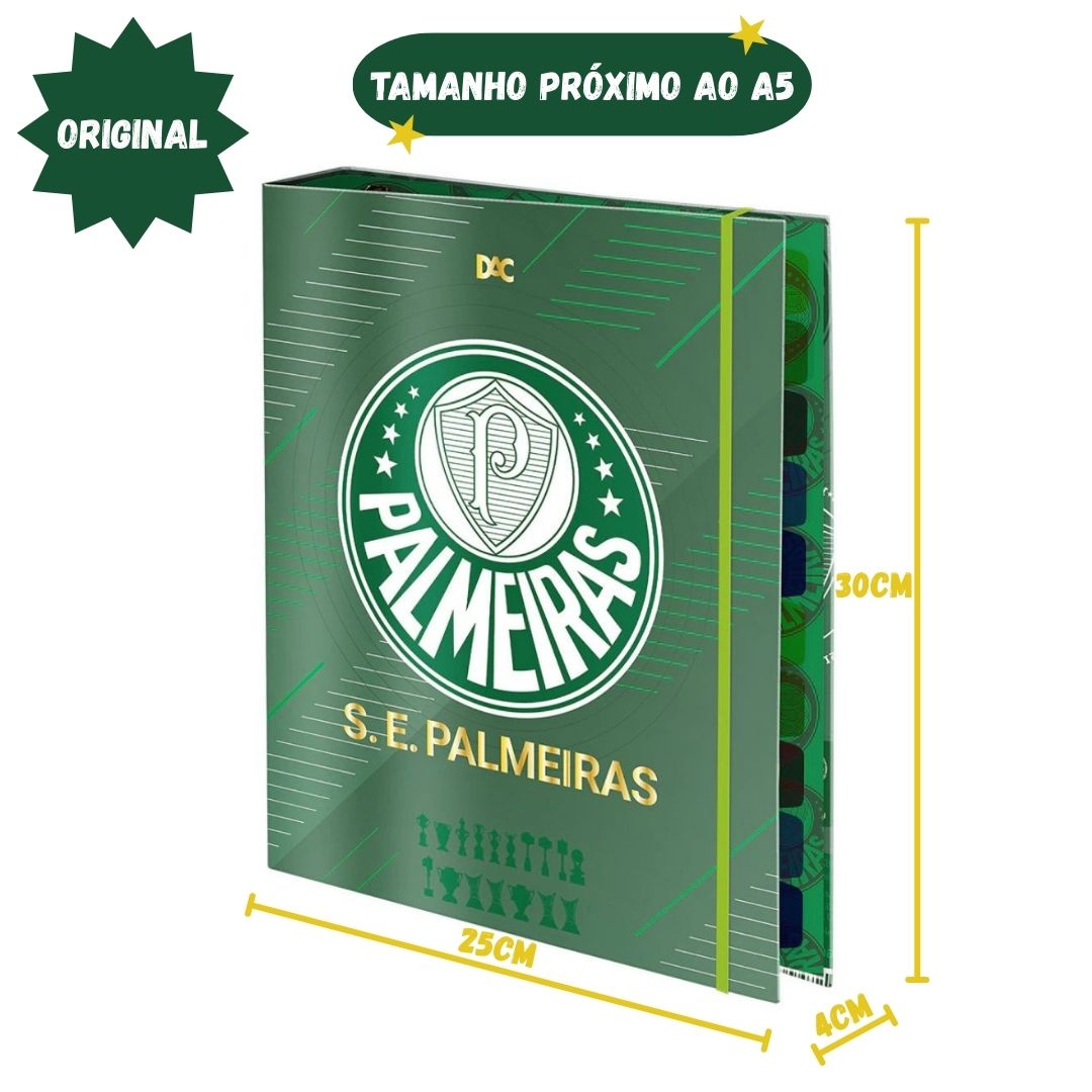 Caderno Argolado Fichário Universitário A4 Time Palmeiras DAC Escolar Volta às Aulas 48 Folhas - Imagem 3