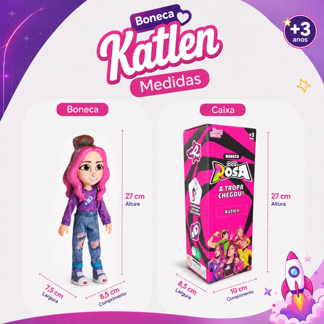 Boneca Brinquedo Infantil Katlen Dos Rosa Youtuber Meninas Criança Presente Diversão Articulada - Imagem 5