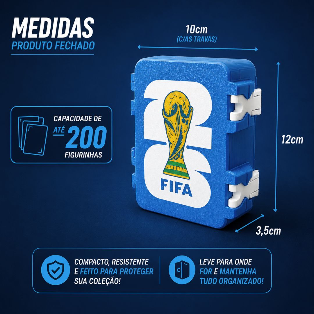 Porta 200 Figurinhas Azul Fifa Copa do Mundo2026 World Cup Organizador Colecionável Cards Futebol - Imagem 5