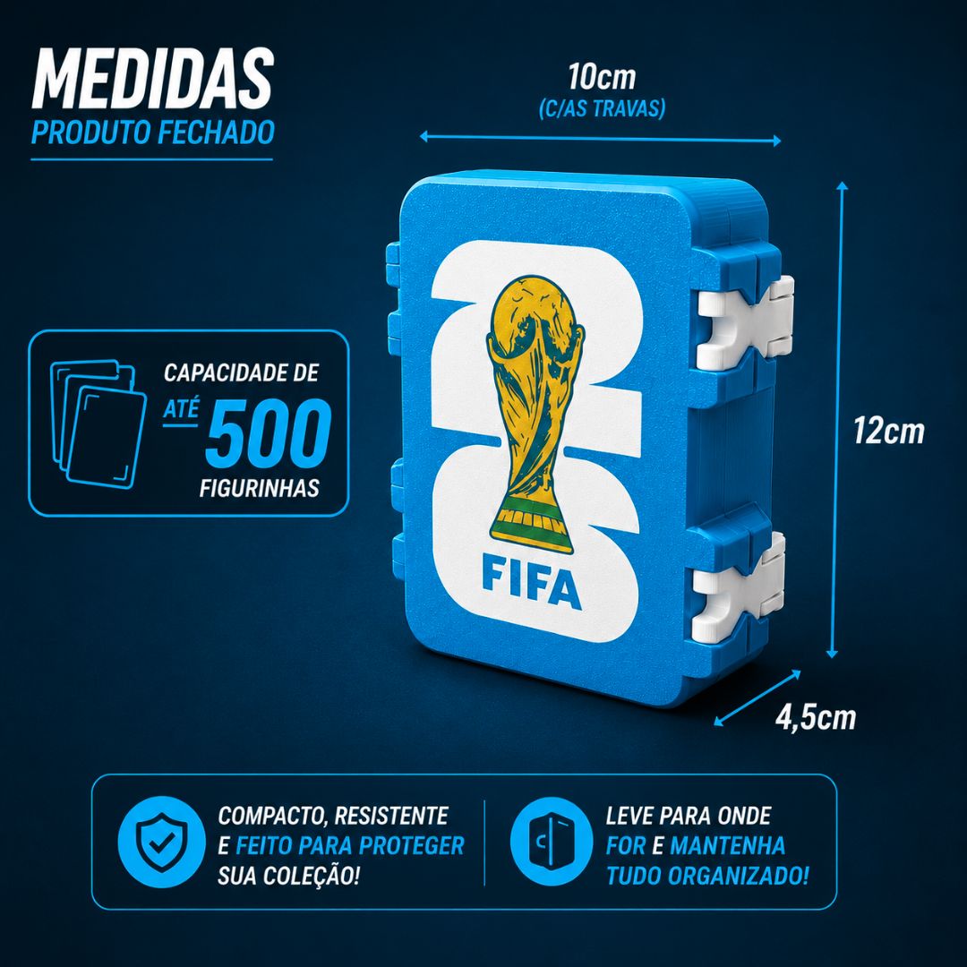 Porta 500 Figurinhas Azul Fifa Copa do Mundo2026 World Cup Organizador Colecionável Cards Futebol - Imagem 5