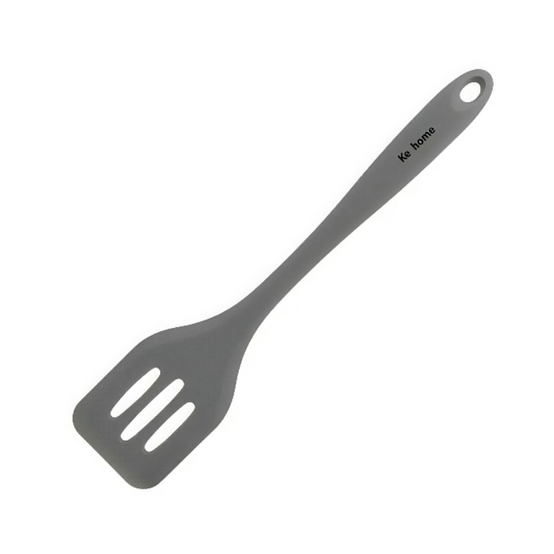 Espátula Vazada Silicone Fritura Utensílio Cozinha Chapa Preta Verde Vermelho Cinza - Imagem 5