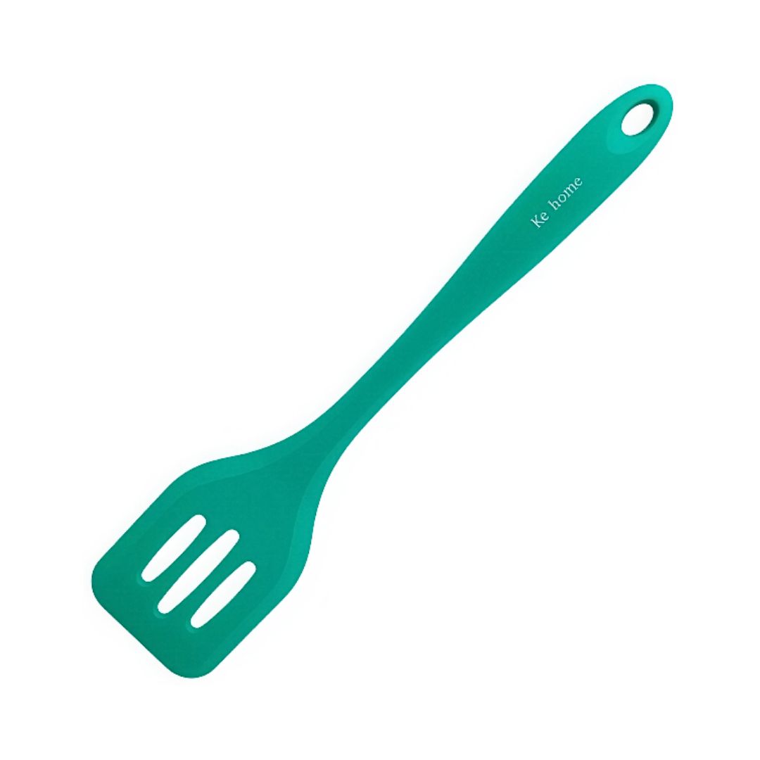 Espátula Vazada Silicone Fritura Utensílio Cozinha Chapa Preta Verde Vermelho Cinza - Imagem 3