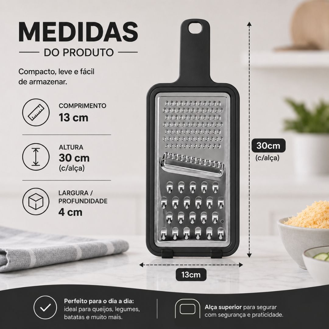 Ralador Manual  1 Face  Alça Aço Inox Queijo Legumes - Imagem 6