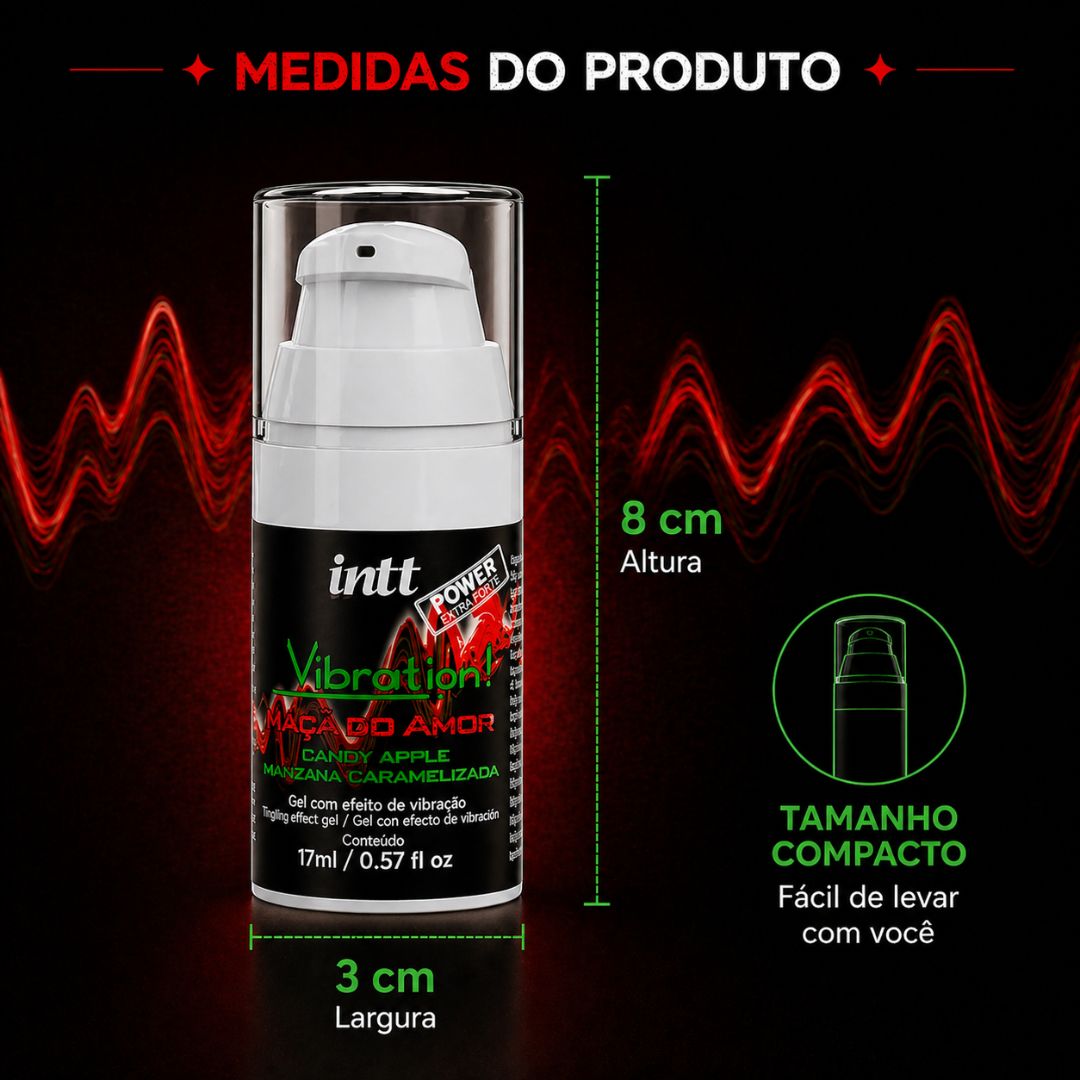 Gel Beijavel Vibration Power Extra Forte Maçã do amor Intt - Imagem 6