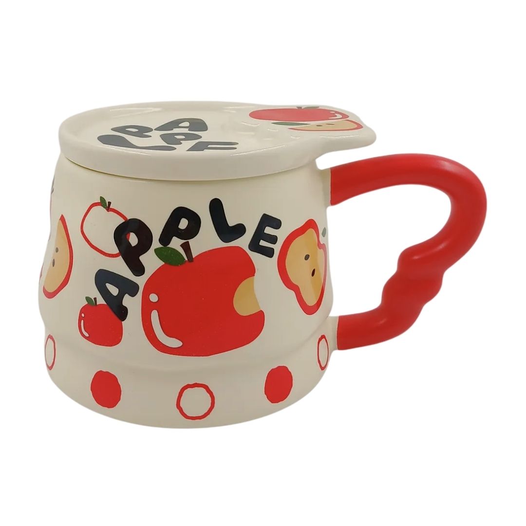 Caneca de Cerâmica Frutas Com Tampa 350ml Café Chá Leite Criativa Bonita Moderna Presente Amigos Família - Imagem 7