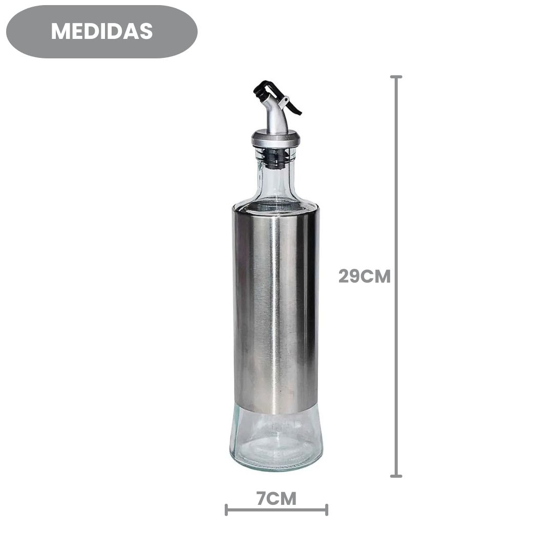 Dispenser Galheteiro Bico Dosador 500ml Vidro Inox Azeite Vinagre Salada Cozinha Utensílio Recipiente - Imagem 4