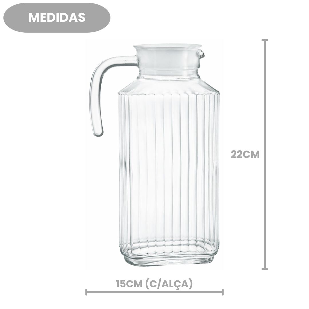 Jarra de Vidro com Tampa 1,8L Bebidas Água Suco Cozinha Mesa Posta Elegante Resistente Alça - Imagem 4