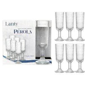 Jogo de Taças Champanhe Pérola 6 Peças 160ml Vidro Haste Mesa Posta Elegante Jantar Bebidas Presente Luxo Cozinha