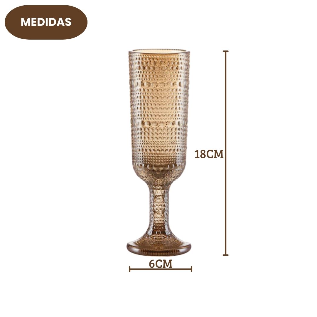Jogo de Taças Champanhe Pérola Âmbar 6 Peças 160ml Vidro Haste Mesa Posta Elegante Jantar Bebidas Presente Luxo Cozinha - Imagem 4