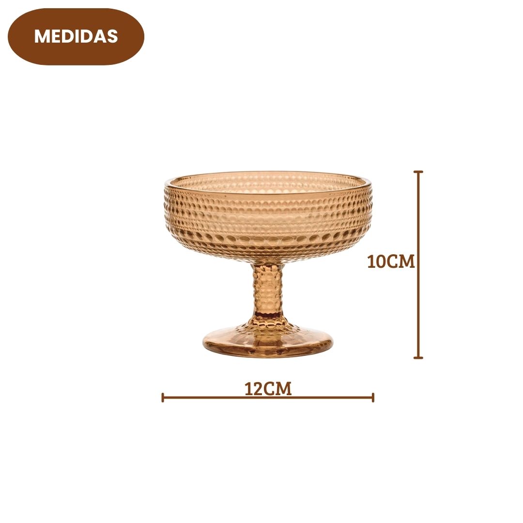 Jogo de Taças para Sobremesa Pérola Âmbar 6 Peças 310ml Vidro Mesa Posta Cozinha Sorvete Doces Resistente Haste Decorati - Imagem 5