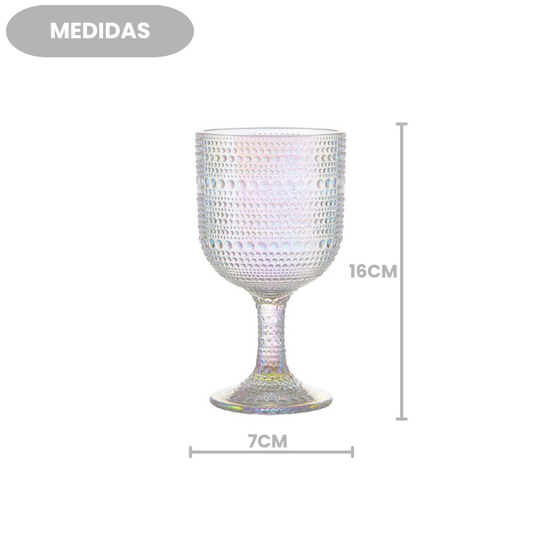 Jogo de Taças Pérola Rainbow 6 Peças 390ml Furta-Cor Haste Mesa Posta Vidro Elegante Vinho Água Suco Bebidas Resistentes - Imagem 4
