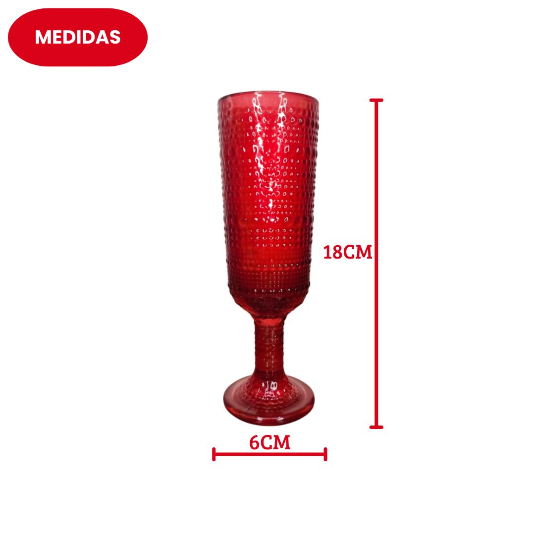 Jogo de Taças Champanhe Pérola Rubi 6 Peças 160ml Haste Mesa Posta Vidro Elegante Jantar Bebidas Resistentes Drinks Luxo - Imagem 4