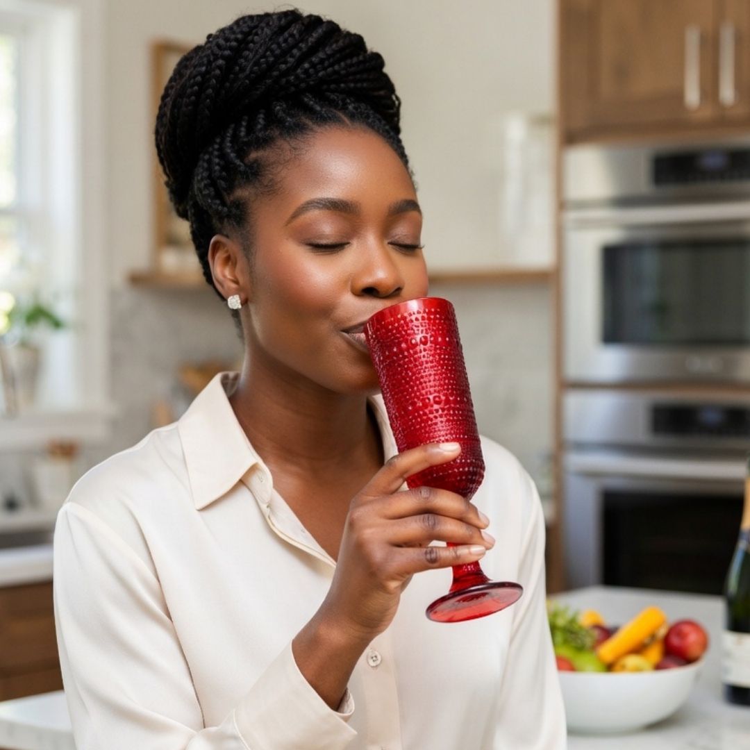 Jogo de Taças Champanhe Pérola Rubi 6 Peças 160ml Haste Mesa Posta Vidro Elegante Jantar Bebidas Resistentes Drinks Luxo - Imagem 3