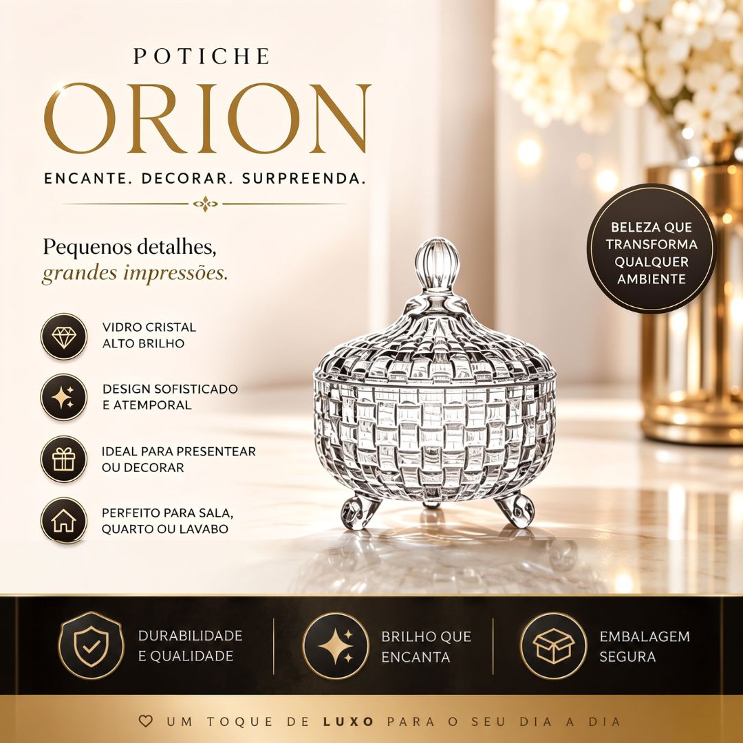 Potiche Orion Bomboniere Vidro com Tampa Doces Balas Sala Servir Elegante Decoração Luxo Mesa Baleiros - Imagem 2