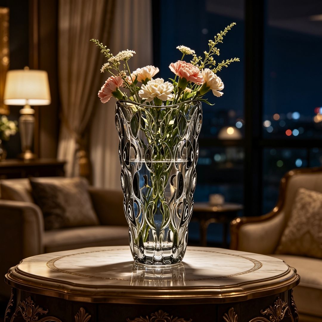 Vaso Decorativo Halley Cinza Vidro Sala Mesa Decoração Cozinha Flores Elegante Luxo Moderno Enfeite - Imagem 3
