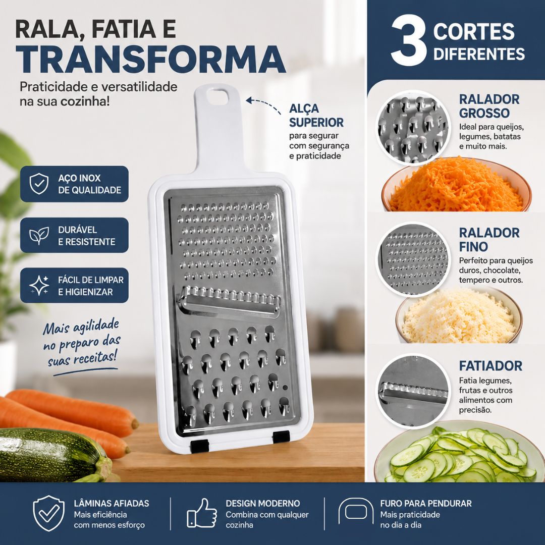 Ralador Manual  1 Face  Alça Aço Inox Queijo Legumes - Imagem 8