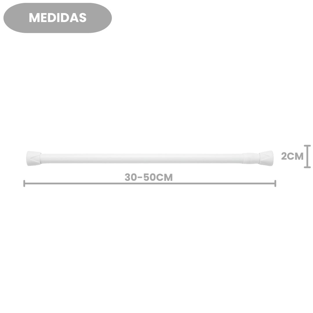 Varão Extensível Box 30X50cm Branco Ajustável Resistente Pressão Multiuso Banheiro Compacto Prático Proteção Antiderrapa - Imagem 5