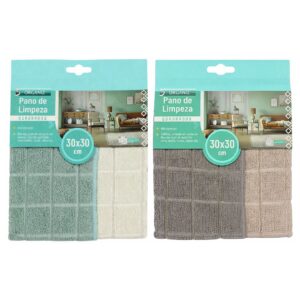 Kit Pano de Limpeza Quadriculado 2 Peças Branco e Verde Bege e Cinza Microfibra Alta Absorção Multiuso Reutilizável Maci
