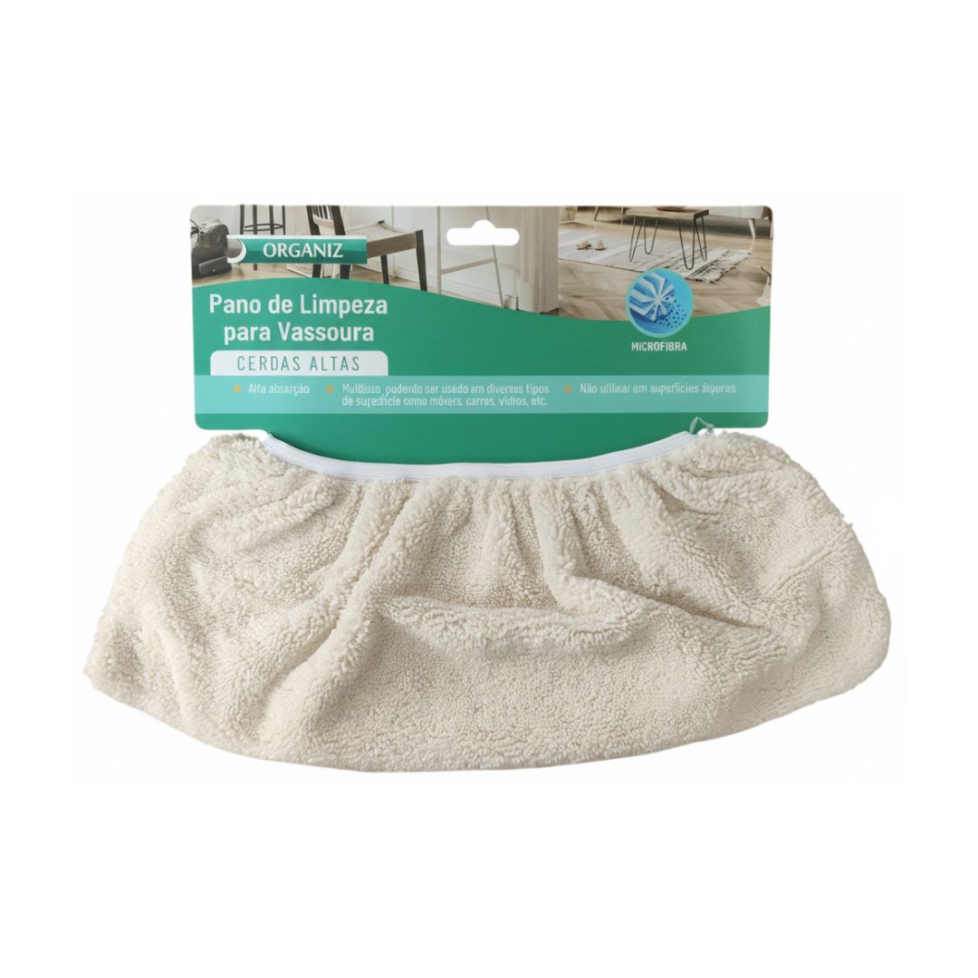 Pano de Limpeza para Vassoura Cerdas Altas Bege Verde Cinza Branco Casa Chão Multiuso Microfibra Alta Absorção Reutilizá - Imagem 2
