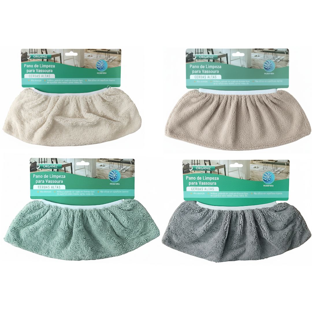 Pano de Limpeza para Vassoura Cerdas Altas Bege Verde Cinza Branco Casa Chão Multiuso Microfibra Alta Absorção Reutilizá