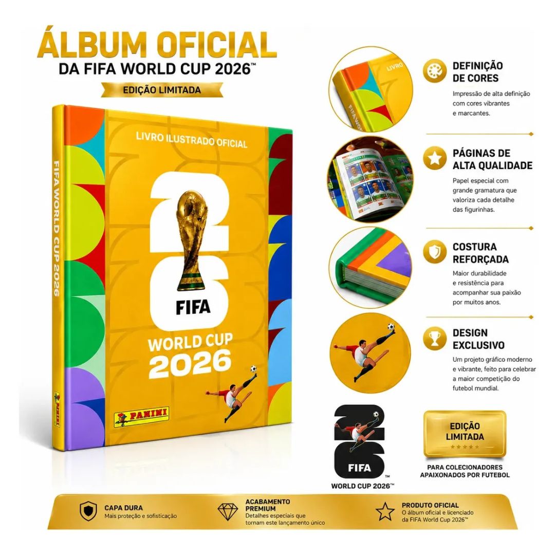 Álbum Capa Dura Ouro Copa Do Mundo 2026 Fifa World Cup 2026 - Imagem 2