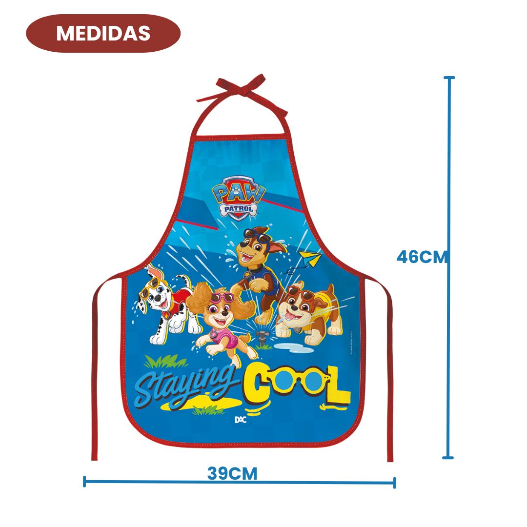 Avental Escolar Infantil Patrulha Canina Masculino Pvc Pintura Colorido Arte Lavável Criança Divertido Impermeável Alças - Imagem 3