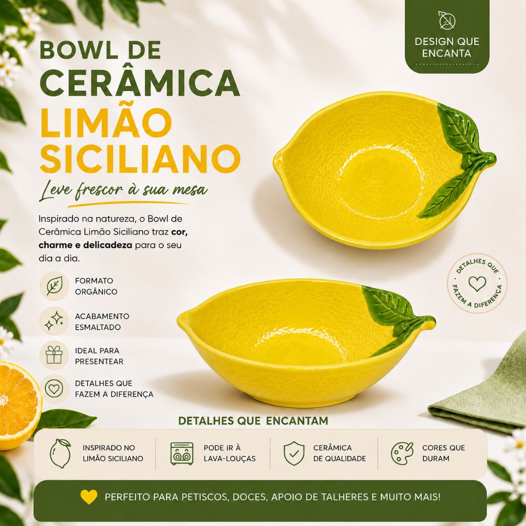 Bowl Formato Limão Siciliano De Cerâmica Amarelo Sobremesa Petiscos Cozinha Molhos Jantar Presente - Imagem 2