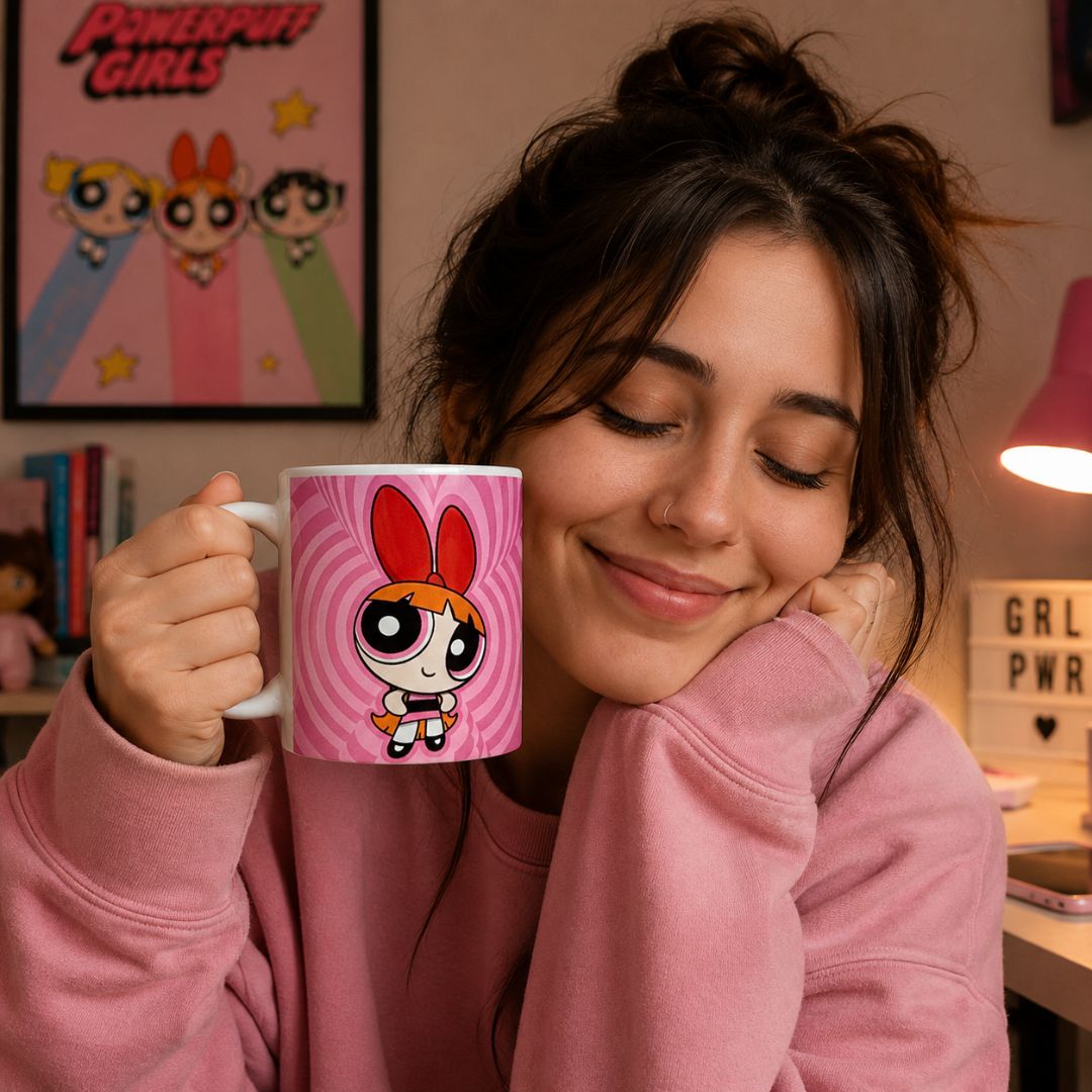 CANECA PORCELANA MENINAS SUPERPODEROSAS FLORZINHA LINDINHA DOCINHO 300ML - Imagem 7