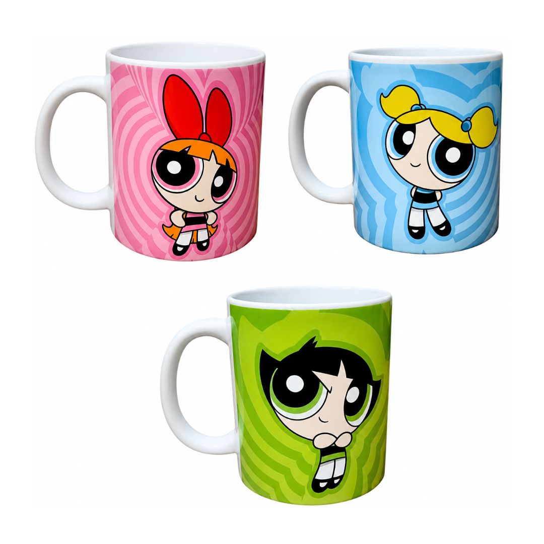 CANECA PORCELANA MENINAS SUPERPODEROSAS FLORZINHA LINDINHA DOCINHO 300ML
