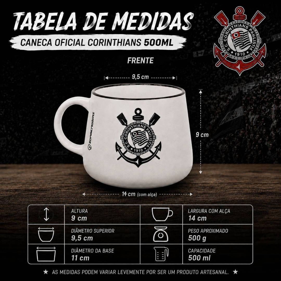Caneca Moma Corinthians 500ml Cerâmica Relevo Timão Futebol Café Leite Pai Amigo Presente - Imagem 5