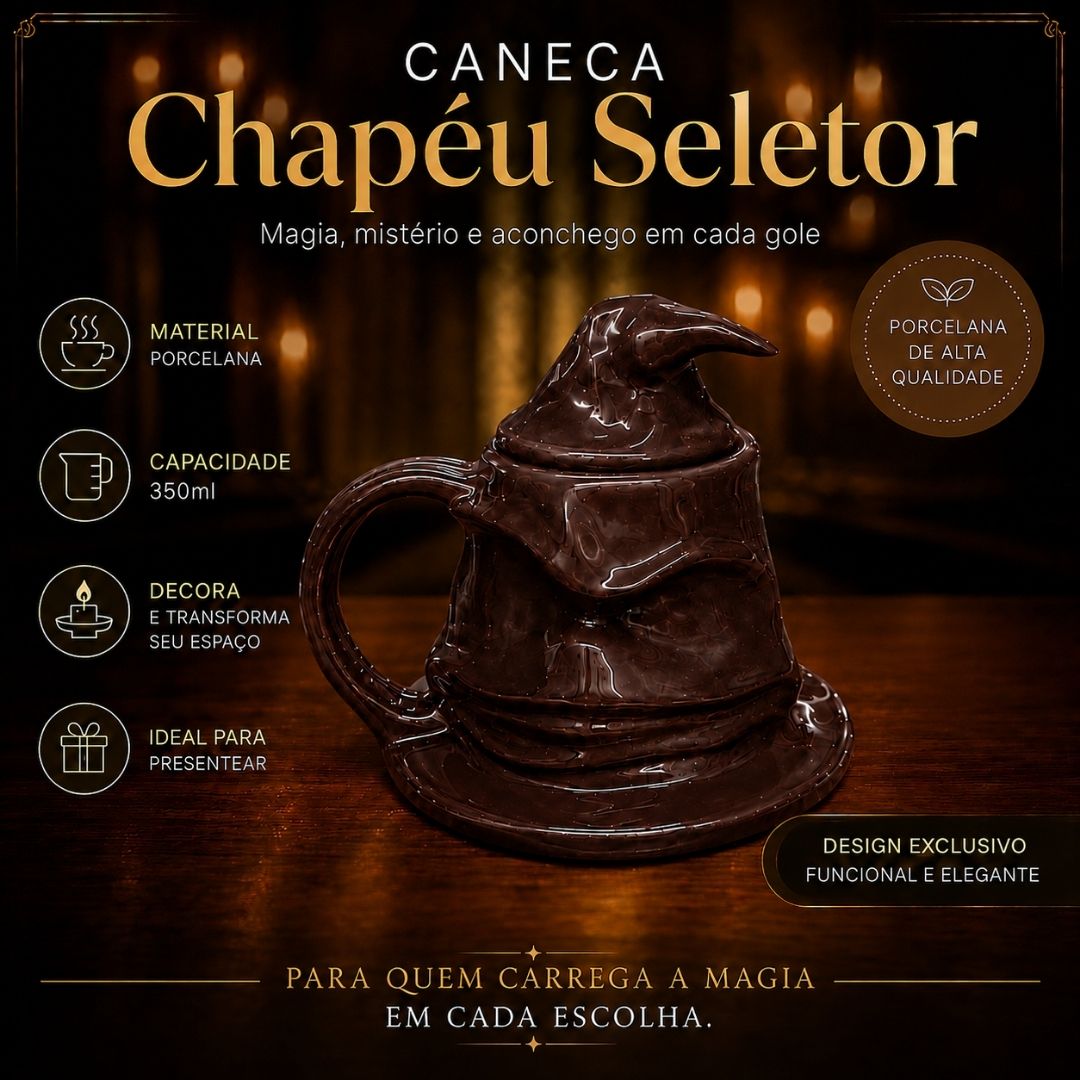 CANECA HARRY POTTER 3D CHAPÉU SELETOR HOGWARTS 350ML - Imagem 2