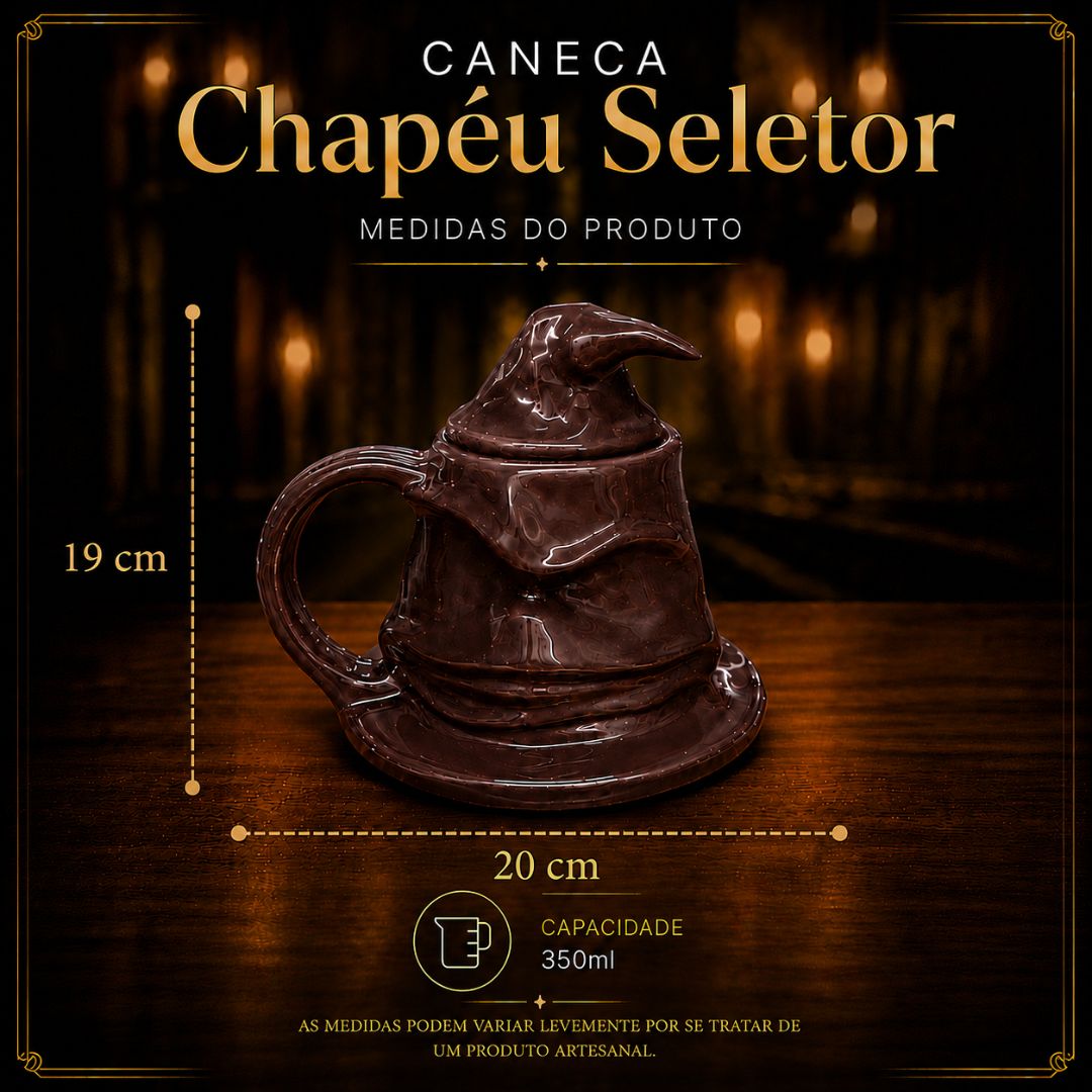 CANECA HARRY POTTER 3D CHAPÉU SELETOR HOGWARTS 350ML - Imagem 5