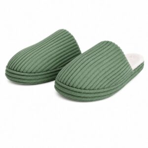 Pantufa Verde Peluciada Frio Inverno Pai Mãe Chinelo Adulto Antiderrapante Unissex Quarto Confortável Aconchegante Prese