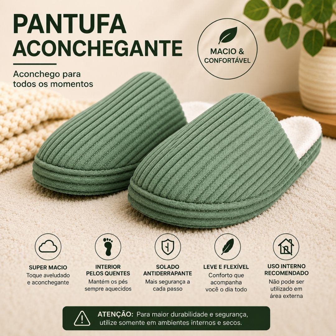 Pantufa Verde Peluciada Frio Inverno Pai Mãe Chinelo Adulto Antiderrapante Unissex Quarto Confortável Aconchegante Prese - Imagem 2