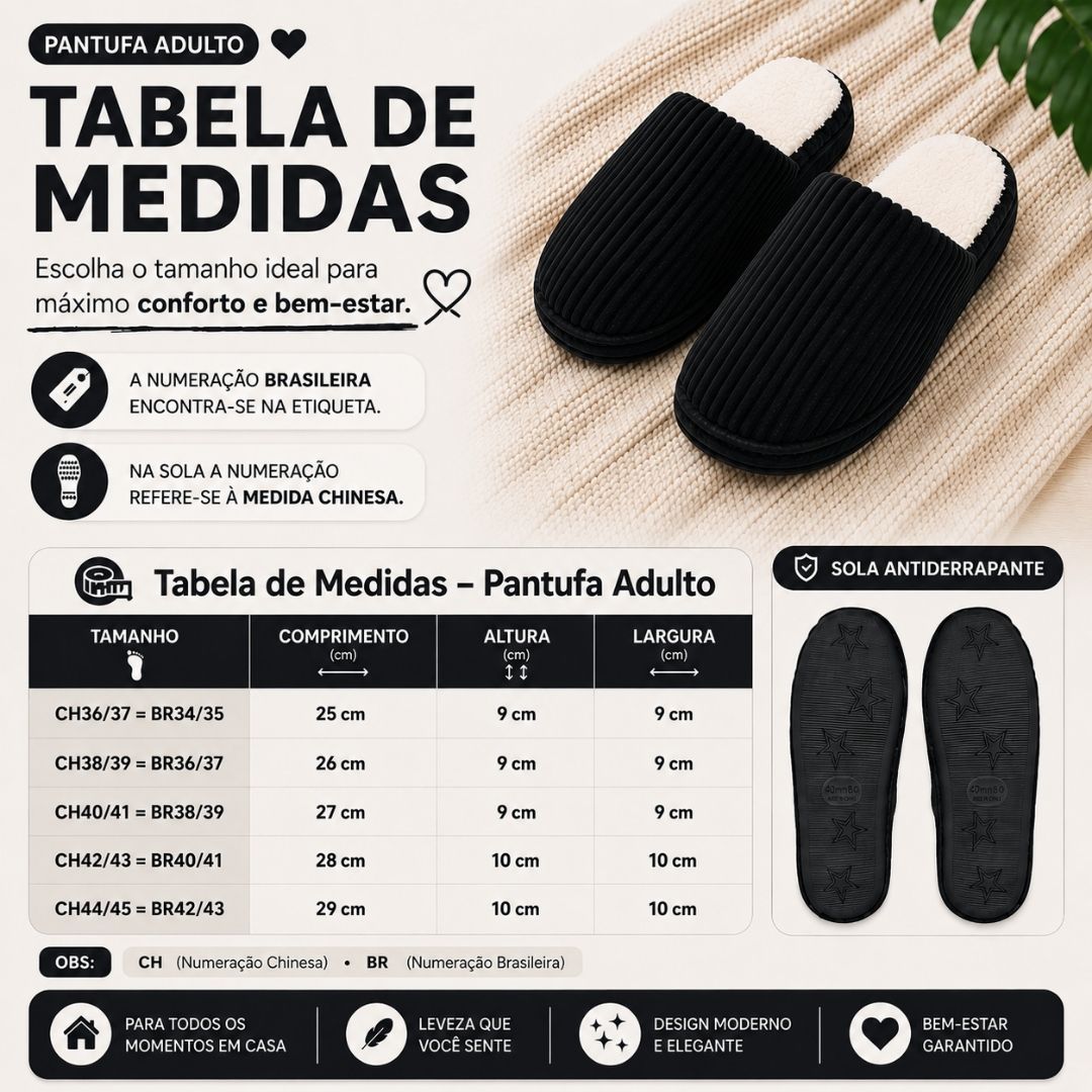 Pantufa Preta Peluciada Frio Inverno Pai Mãe Chinelo Adulto Antiderrapante Unissex Quarto Confortável Aconchegante Prese - Imagem 5