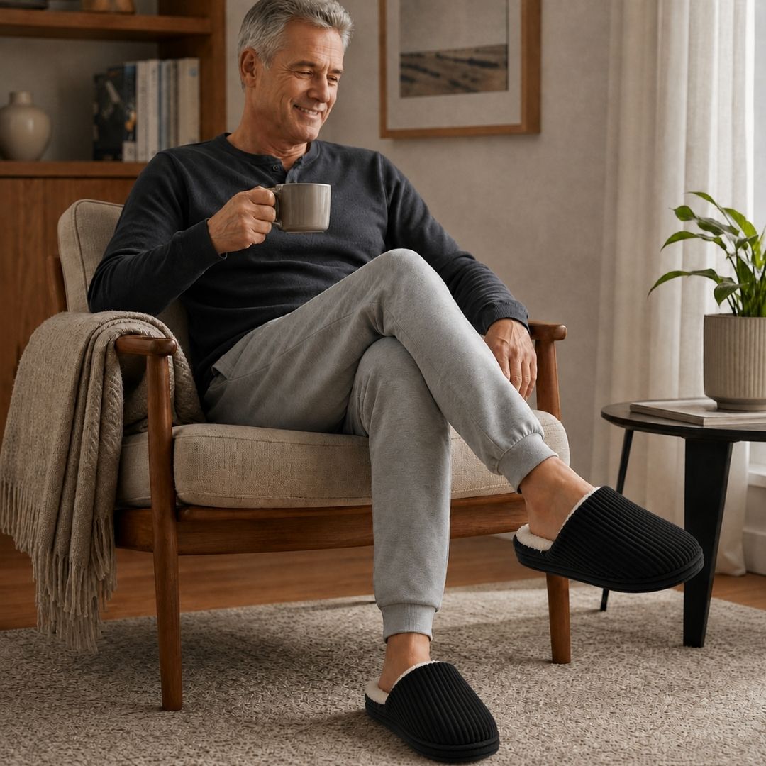Pantufa Preta Peluciada Frio Inverno Pai Mãe Chinelo Adulto Antiderrapante Unissex Quarto Confortável Aconchegante Prese - Imagem 4
